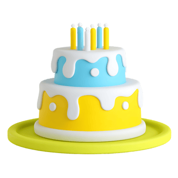Two Tier Cake with Candles on a Green Plate Celebration Design png