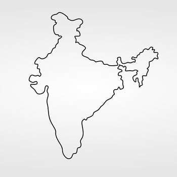 Simple outlined map of India on plain white background showcasing country shape vector
