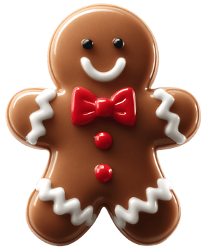 Gingerbread Man Cookie Isolated On Transparent Background for Festive Christmas Designs png