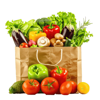Paper Bag Full Of Fresh And Colorful Vegetables, Groceries png