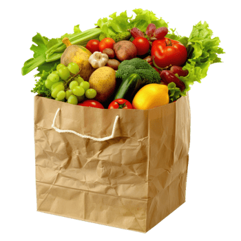 Paper Bag Overflowing With Fresh Vegetables And Fruits png