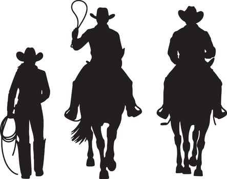 cowboy silhouette set illustration vector