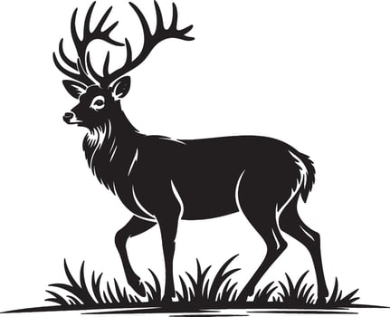 a black and white silhouette of a deer vector