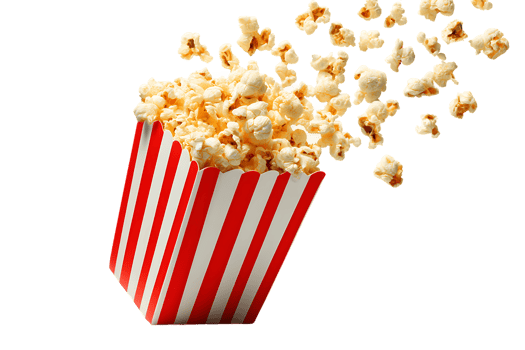 Popcorn in Striped Container Isolated On Transparent Background Delicious Theater Snack Treat png