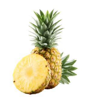 Pineapple Fruit Slices With Fresh Green Leaves Isolated On Transparent Background png