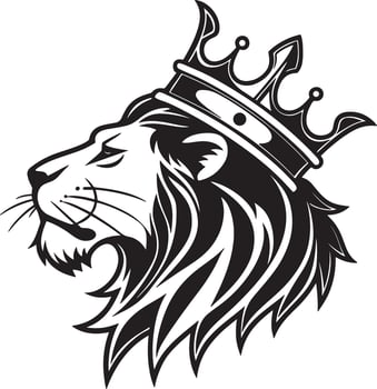 Lion Head Wearing Crown in Silhouette Format vector