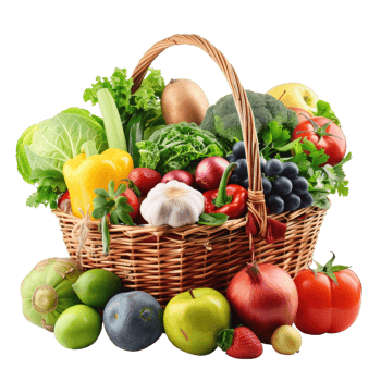 Basket Full Of Fresh And Colorful Vegetables And Fruits png