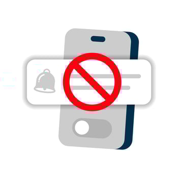 Smartphone screen with blocked or muted notification alert. disabled push notification illustration. Concept of notification off, do not disturb mode, or blocked app messages vector