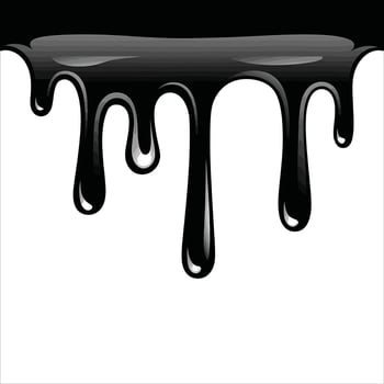 Dripping Liquid Silhouette Black Ink Paint or Oil Drips Isolated on White Background vector