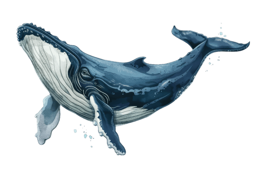 Whale Illustration, Watercolor Ocean Wildlife Animal png