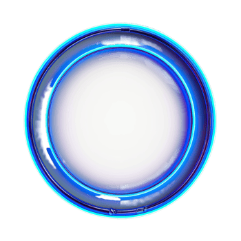 Glowing Circle Frame, Blue Neon Light Effect, Rounded Shape png