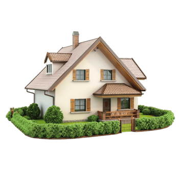 Charming House Exterior With Garden And Lawn png