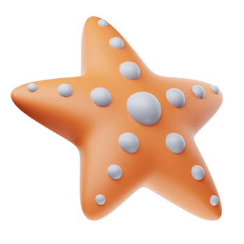 An orange starfish with white dots on it png