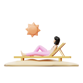 A figurine of a woman sitting on a sun lounger png