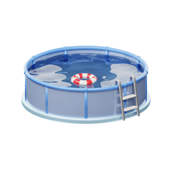 A swimming pool with a life preserver in it png