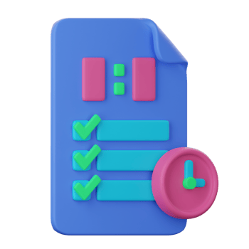 A blue folder with a pink clock and check marks png
