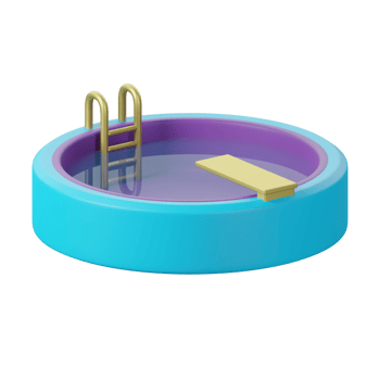 A blue pool with a ladder and a ladder png