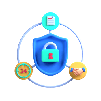 A blue shield with a lock and a folder png