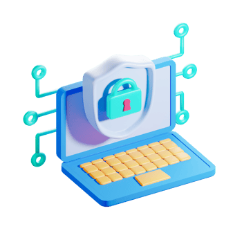 An illustration of a laptop with a padlock on it png