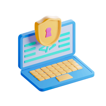 A laptop with a shield on it and a password png