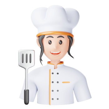 A cartoon chef holding a spatula and a spatula png