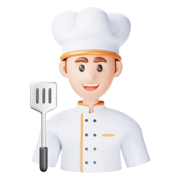 A cartoon chef holding a spatula and a spatula png