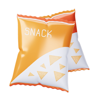 Two snack bags with orange and white stripes png