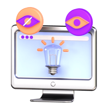 A computer monitor with an eye and a light bulb png