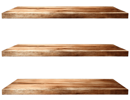 Wooden Shelves Isolated on Transparent Background Simple Rustic Vintage Look png