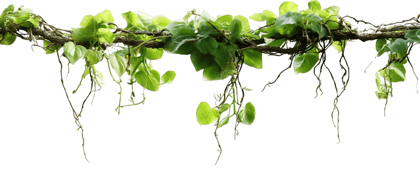 Green Vine with Leaves on Transparent Background Isolated Vine Decor Element png