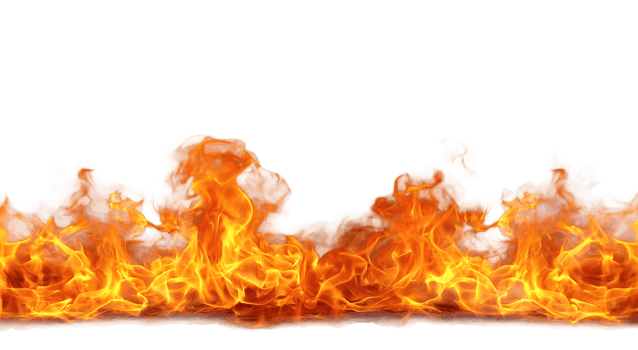 Realistic Orange Hot Fire Flames Isolated on Transparent Background Illustration png