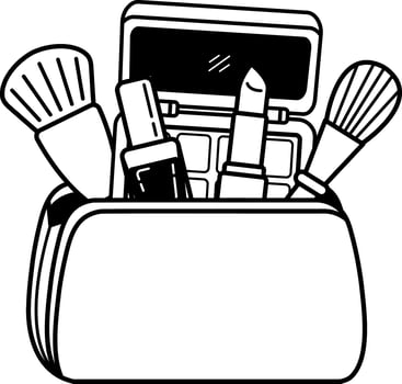 black and white illustration a cosmetic bag vector