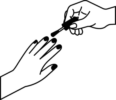 black and white illustration a woman getting her nails done vector