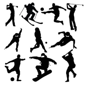 men sport silhouette set art vector