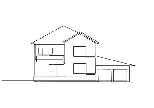Modern Family Home Residential Building Line Art vector