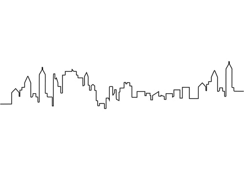 City Silhouette Continuous Line Art Style vector