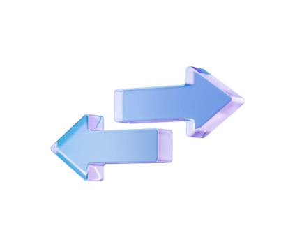 3D Exchange arrows icon in soft blue and purple, symbolizing trade and transfer png
