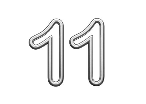 Number Eleven 11 Made Of Silver Metallic White Background 3D Illustration png