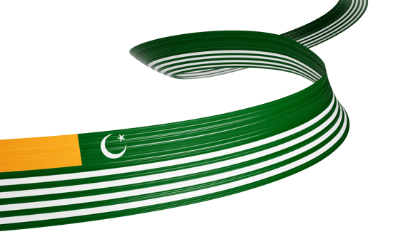 3d Flag Of Kashmir shiny wavy ribbon with crescent moon and star. 3D png