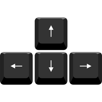 Arrow keys on black keyboard for computer or gaming control png