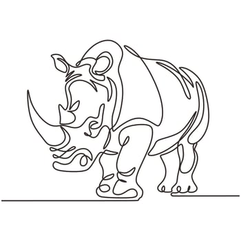 Rhino One Line Drawing Minimalist Design vector