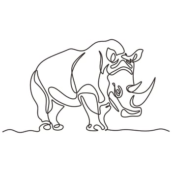 Isolated Rhino Continuous Line drawing Art vector