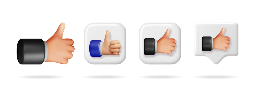 Man hand 3d avatar showing thumbs up gesture. illustration of internet social media like icon for online communication. vector