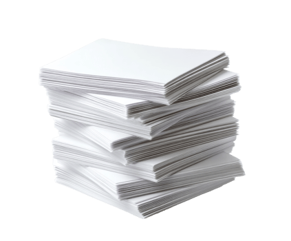 Blank sheets of paper stacked for office use and creative projects png