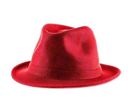 Bright red stylish fedora hat for fashionable outfits and accessories png