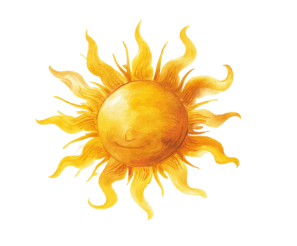 Bright and cheerful sun illustration perfect for summer activities png