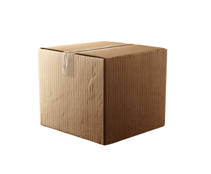 Cardboard box for shipping or storage purposes in various settings png
