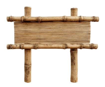 Bamboo sign with wooden frame for garden or rustic decor png