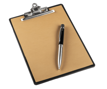 Clipboard with pen for notes and organization tasks in office png