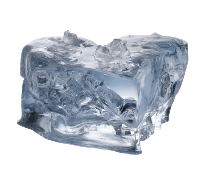 Clear heart-shaped ice block for creative designs and decorations png